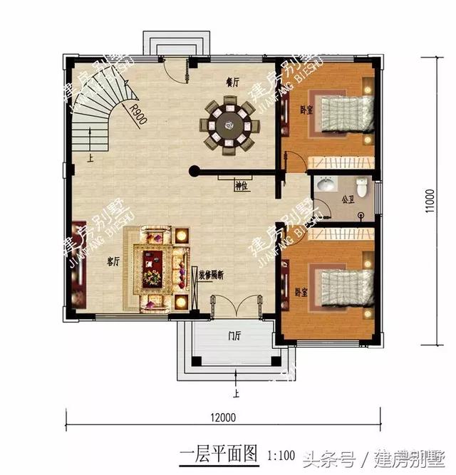 2棟面寬12米三層農(nóng)村房屋方案圖，第一棟受追捧