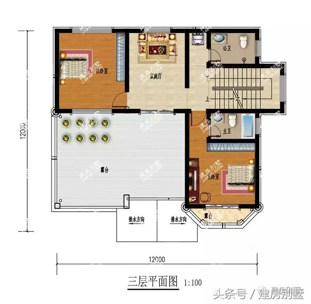 2棟面寬12米三層農(nóng)村房屋方案圖，第一棟受追捧