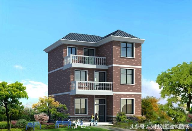 8.64米X10.43米三層新農(nóng)村住房設(shè)計(jì)圖，占地90平方米左右