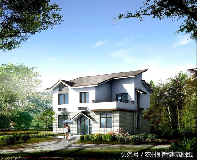 10.44米X9.24米二層新農(nóng)村獨(dú)棟房子設(shè)計(jì)圖，田園氣息