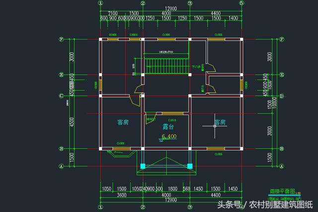 12米X10.8米三層旋轉樓梯房屋設計圖，拿到即可施工