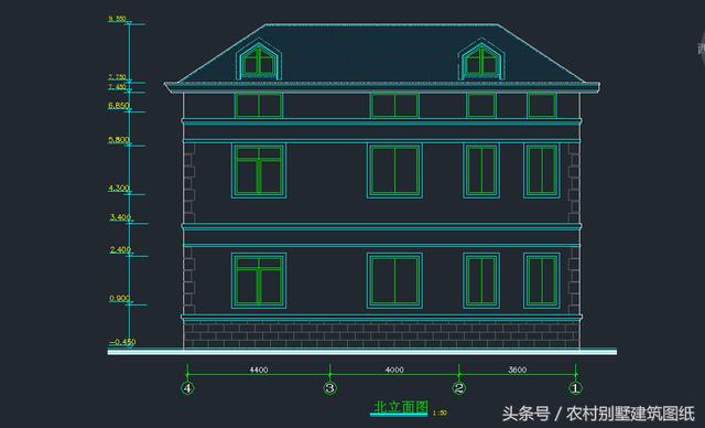 12米X10.8米三層旋轉樓梯房屋設計圖，拿到即可施工
