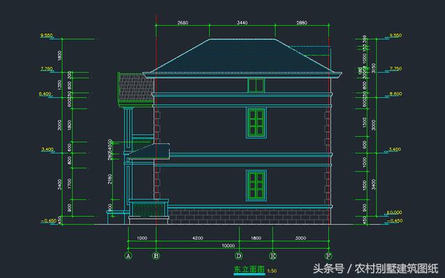12米X10.8米三層旋轉樓梯房屋設計圖，拿到即可施工
