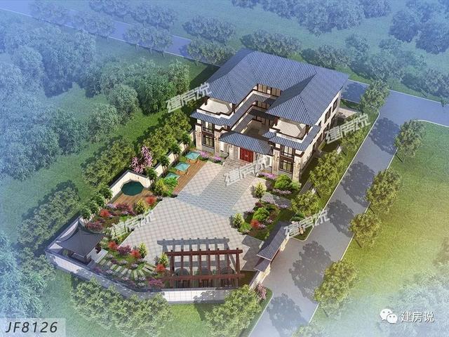 2款富豪專(zhuān)屬新中式別墅設(shè)計(jì)方案圖，家大業(yè)大的自建有面子