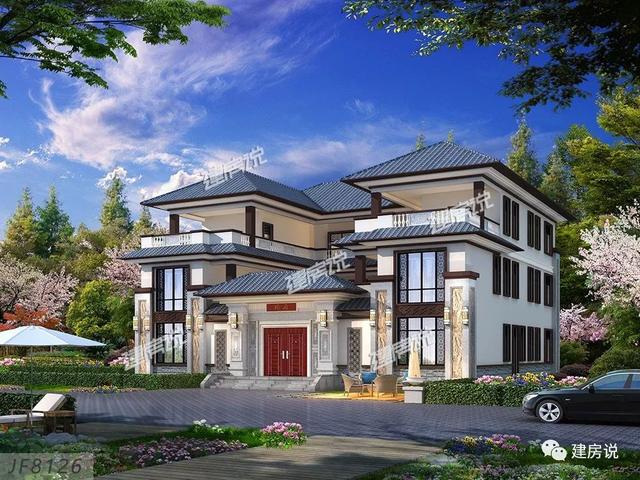 2款富豪專(zhuān)屬新中式別墅設(shè)計(jì)方案圖，家大業(yè)大的自建有面子