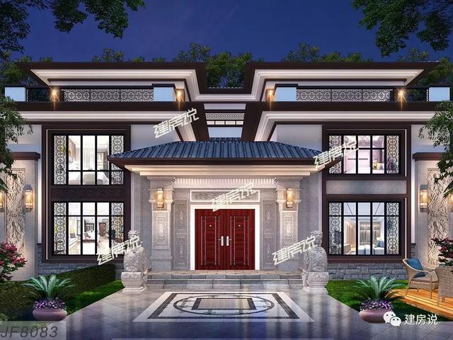 2款富豪專(zhuān)屬新中式別墅設(shè)計(jì)方案圖，家大業(yè)大的自建有面子