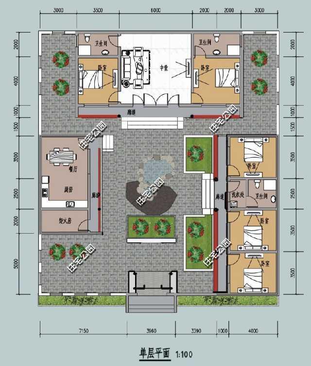 3款農(nóng)村三合院戶(hù)型圖，喜歡中式建筑的收藏