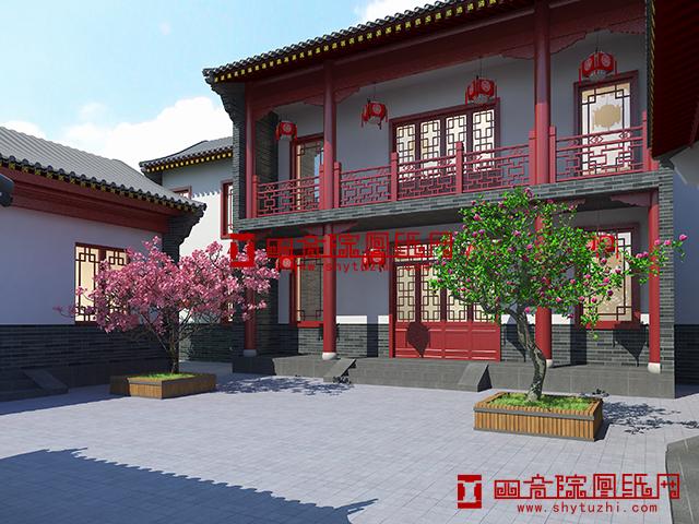 22米×20米二層三合院設(shè)計(jì)方案，前低后高，錯(cuò)落有致