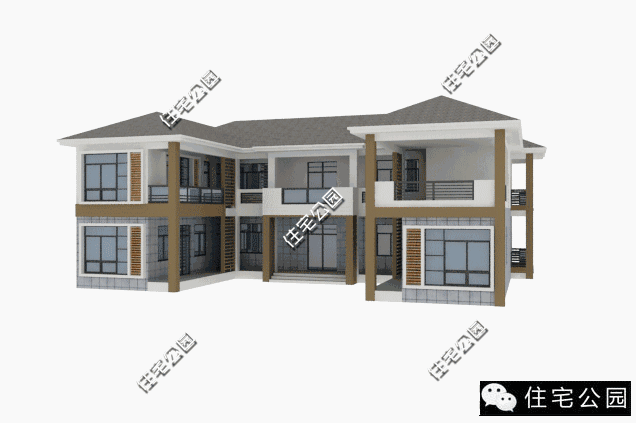 現(xiàn)代風(fēng)格二層三合院設(shè)計(jì)方案圖，不比歐美別墅差