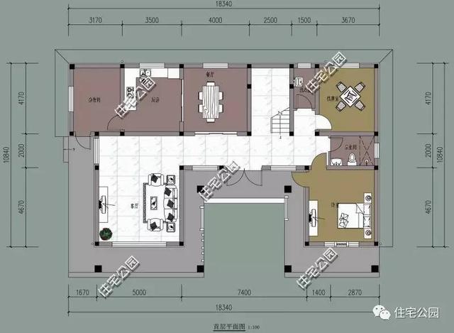 5套農(nóng)村三合院戶型圖，一層、二層、三層都有
