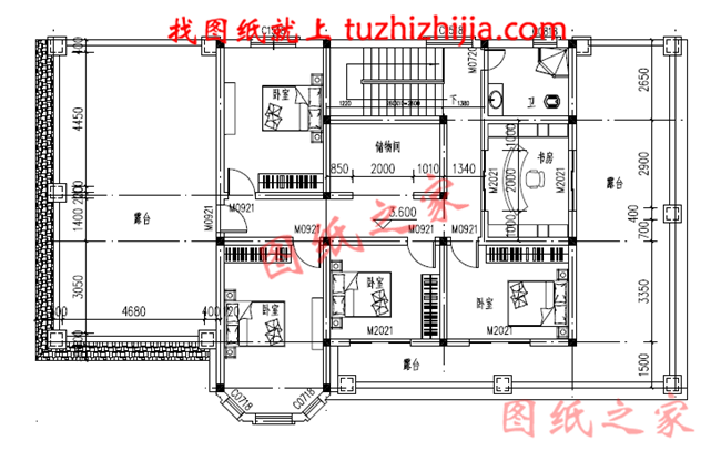 農(nóng)村4間2層樓房設計圖，帶車庫，外觀時尚，帶屋頂花園
