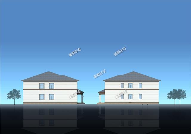 挑空客廳+旋轉(zhuǎn)樓梯二層時尚小樓房設(shè)計方案圖，美