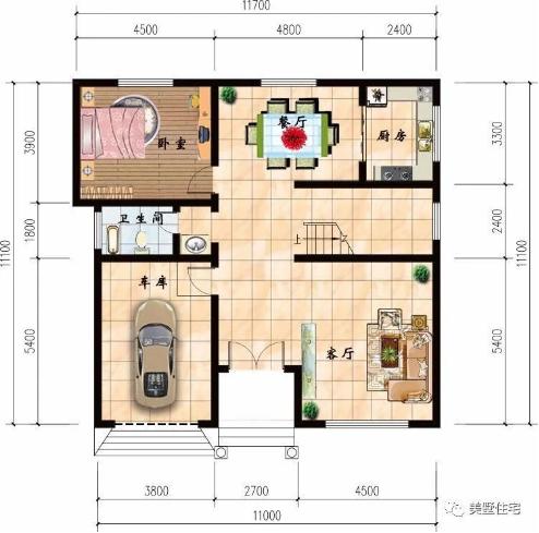 20款帶車庫(kù)自建房戶型圖，一二三層都有