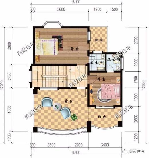 20款帶車庫(kù)自建房戶型圖，一二三層都有