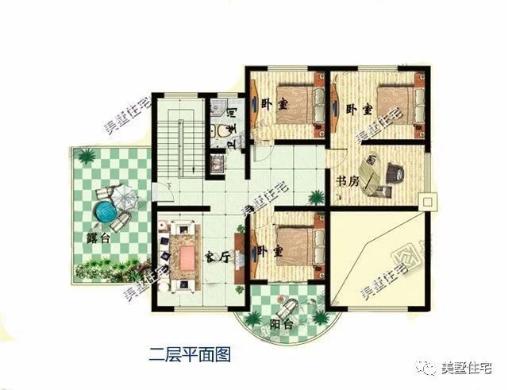 20款帶車庫(kù)自建房戶型圖，一二三層都有