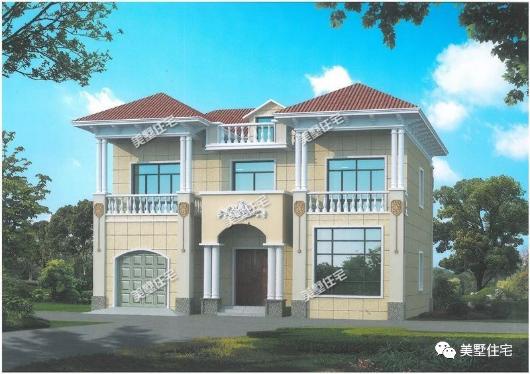 20款帶車庫(kù)自建房戶型圖，一二三層都有