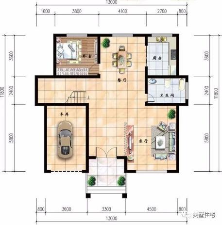 20款帶車庫(kù)自建房戶型圖，一二三層都有