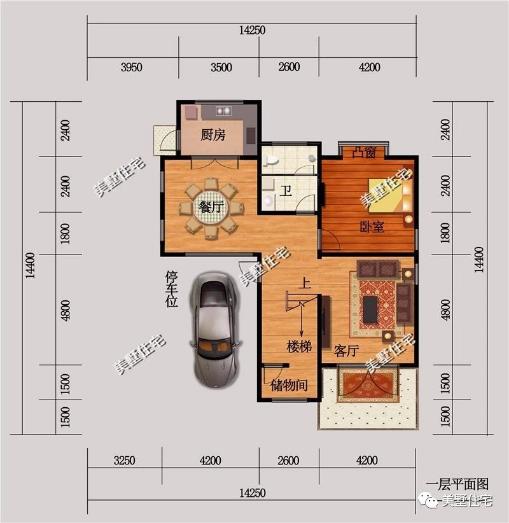20款帶車庫(kù)自建房戶型圖，一二三層都有
