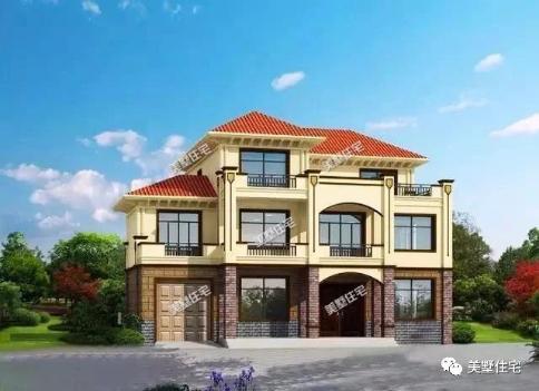 20款帶車庫(kù)自建房戶型圖，一二三層都有