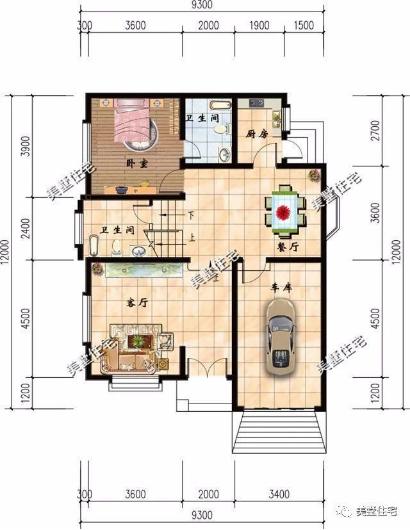 20款帶車庫(kù)自建房戶型圖，一二三層都有