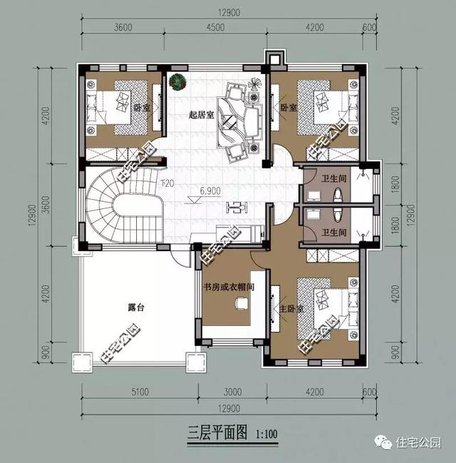 12X15米農(nóng)村房屋設計圖方案，落地窗大露臺