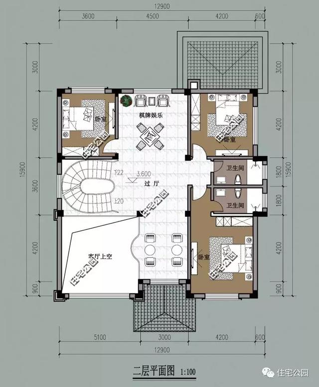 12X15米農(nóng)村房屋設計圖方案，落地窗大露臺
