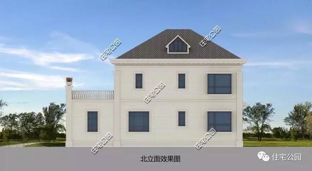 15X10米簡歐風格二層農村房屋方案圖，坡屋頂+老虎窗