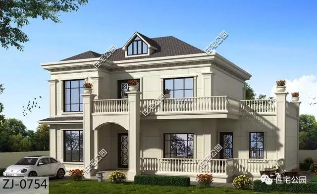 15X10米簡歐風格二層農村房屋方案圖，坡屋頂+老虎窗