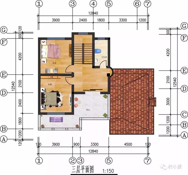 13X13m簡約挑空客廳歐式三層別墅方案圖，采光通風(fēng)好