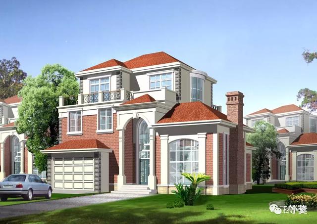 13X13m簡約挑空客廳歐式三層別墅方案圖，采光通風(fēng)好