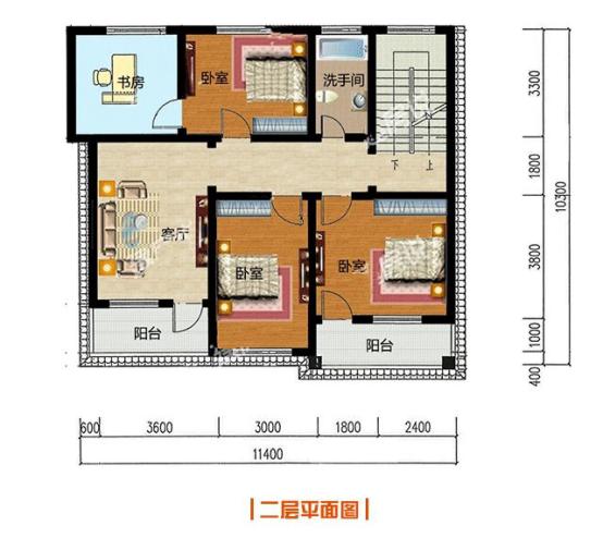11X10米田園風(fēng)兩層小樓房方案圖，小巧，精致