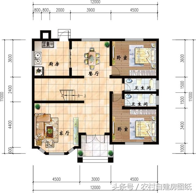 幾款復(fù)式二層樓房戶型方案圖，客廳中空的才顯高檔