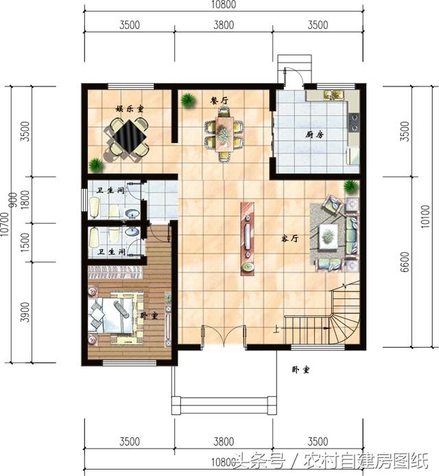 幾款復(fù)式二層樓房戶型方案圖，客廳中空的才顯高檔