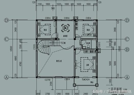 幾款復(fù)式二層樓房戶型方案圖，客廳中空的才顯高檔