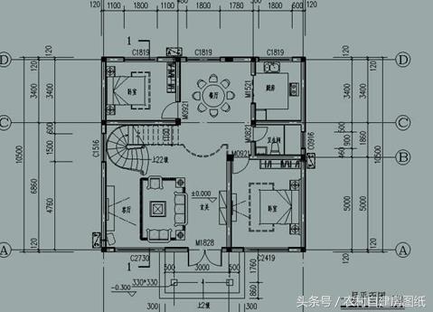 幾款復(fù)式二層樓房戶型方案圖，客廳中空的才顯高檔