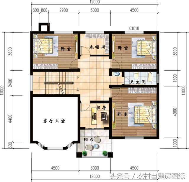 幾款復(fù)式二層樓房戶型方案圖，客廳中空的才顯高檔