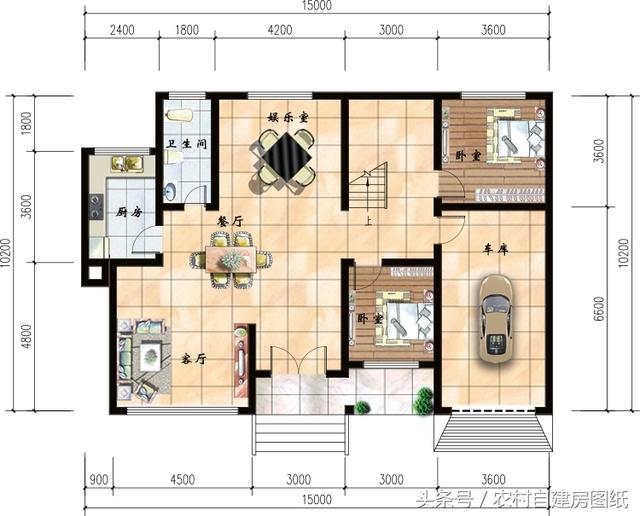 幾款復(fù)式二層樓房戶型方案圖，客廳中空的才顯高檔