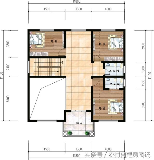 幾款復(fù)式二層樓房戶型方案圖，客廳中空的才顯高檔