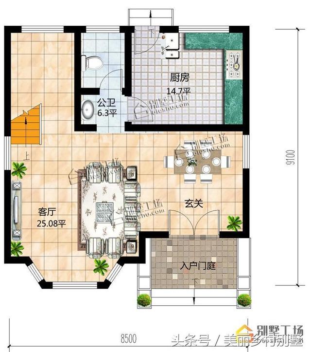 8.5X9米小戶型三層樓房設(shè)計圖，造價低，好建造