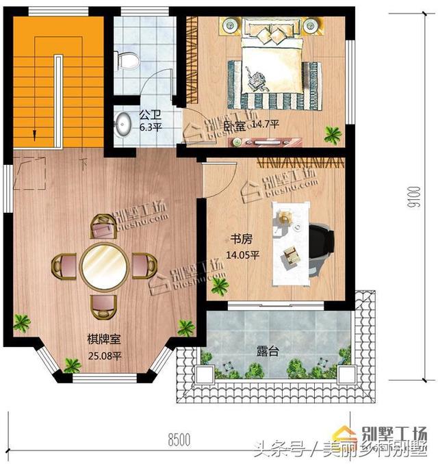 8.5X9米小戶型三層樓房設(shè)計圖，造價低，好建造