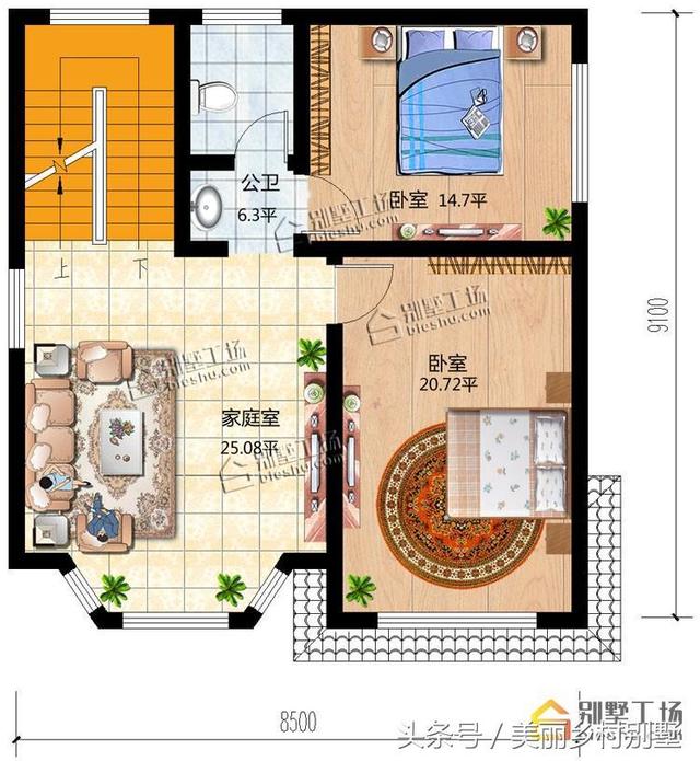 8.5X9米小戶型三層樓房設(shè)計圖，造價低，好建造