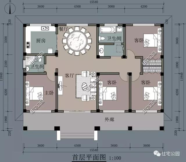 11×15米一層平房設(shè)計方案圖，一層也能這么漂亮