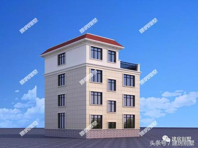 平屋頂設(shè)計(jì)的四層別墅設(shè)計(jì)方案圖，帶大露臺