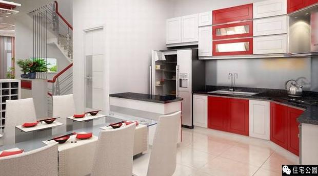 享受現(xiàn)代別墅的美，過幸福安詳?shù)纳睿? src="/uploads/allimg/180501/1059344395-5.jpg" img_width="625" img_height="345" style="border: 0px; max-width: 100%; display: block; margin: 10px auto;" />廚房里的壁櫥也是紅白相間的，就連碗、筷這些餐具也是紅色系的。再配上三兩盆綠色盆栽，室內(nèi)充滿了朝氣。<br />
<br />
<img alt=