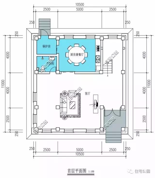 自建11X11米農(nóng)村2層別墅，帶鍋爐房露臺設(shè)計(jì)，適合農(nóng)村！