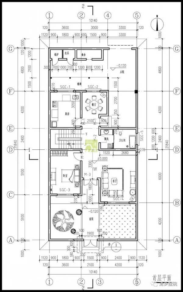 17X17米方正農(nóng)村別墅，旋轉(zhuǎn)樓梯雙車庫，秒殺城里商品房！
