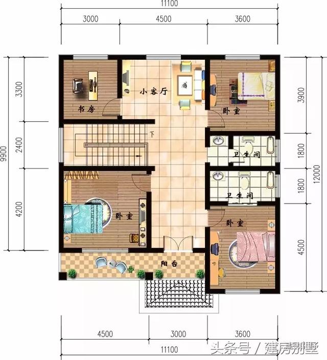 3棟面寬11米的二層房屋設(shè)計(jì)方案圖，準(zhǔn)備20萬(wàn)開(kāi)建