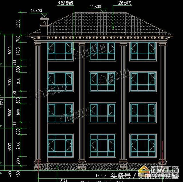 12X13米自建農(nóng)村四層別墅圖，超大露臺(tái)很給力