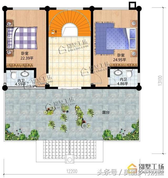 12X13米自建農(nóng)村四層別墅圖，超大露臺(tái)很給力