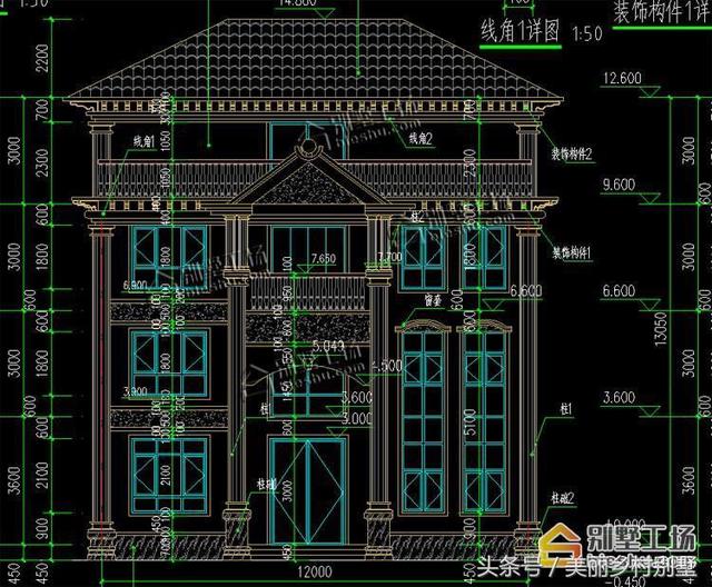 12X13米自建農(nóng)村四層別墅圖，超大露臺(tái)很給力